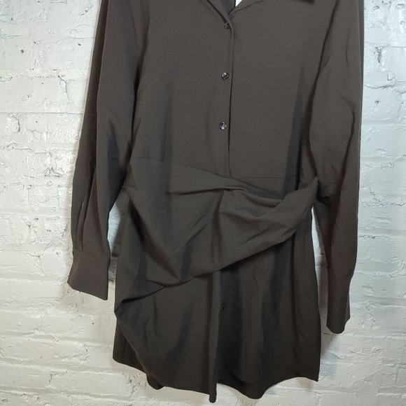 ZARA DRAPED SHIRT DRESS NWT - Picture 6 of 11